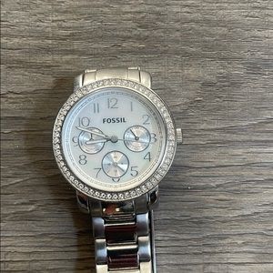 Silver fossil watch